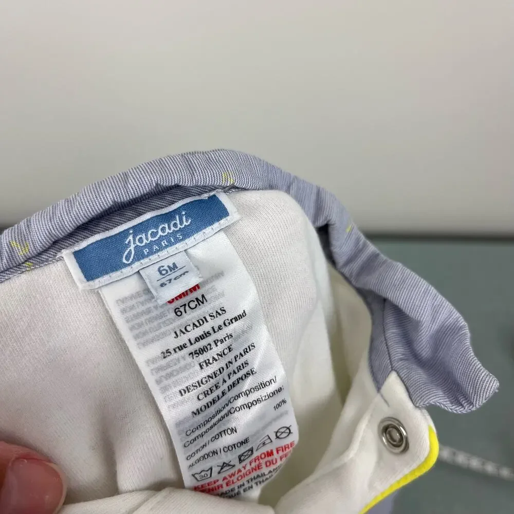 Jacadi Paris White Anchor Footie 6 Months